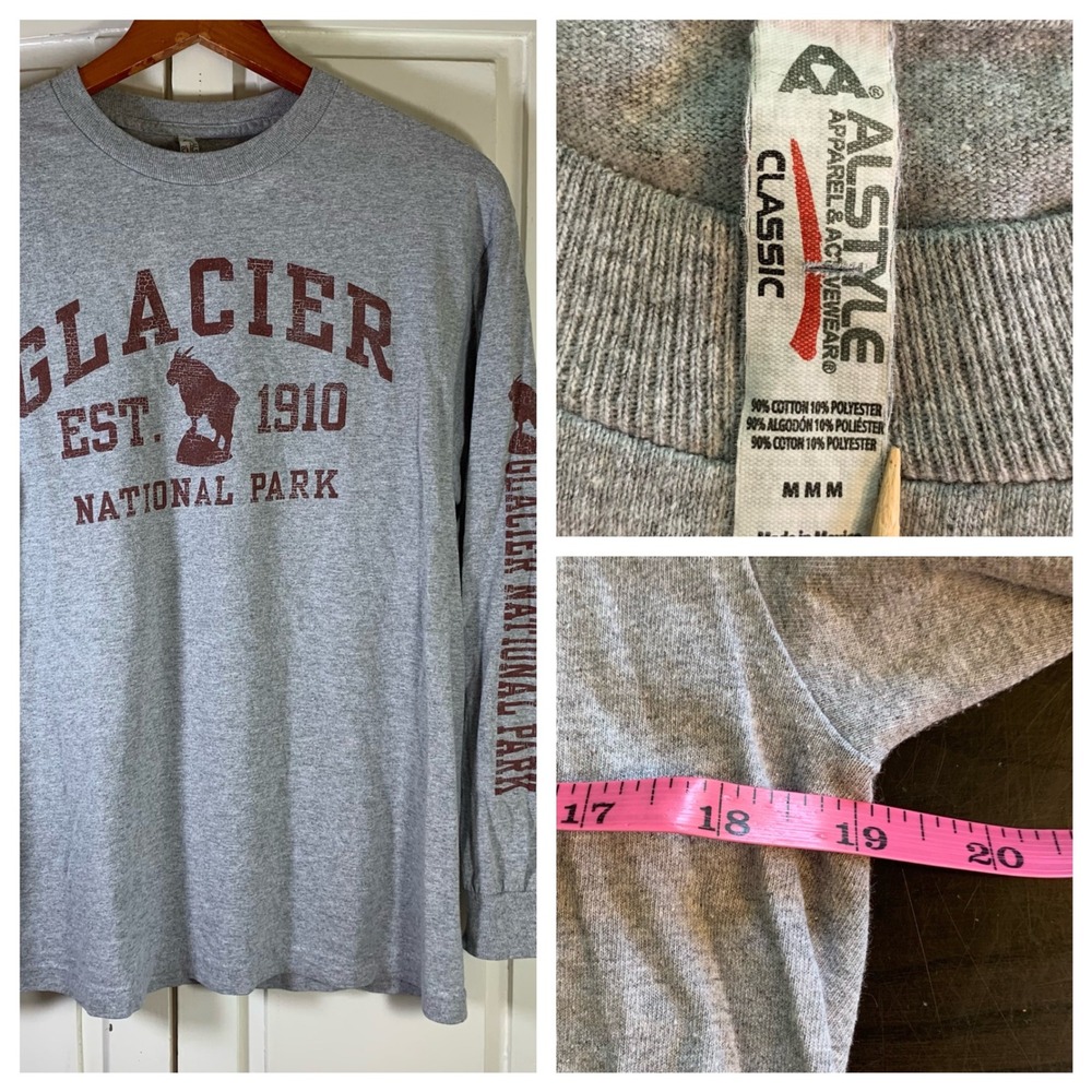 Glacier National Park Long Sleeve T Shirt Alstyle‎ Classic Mountain Goat Tee